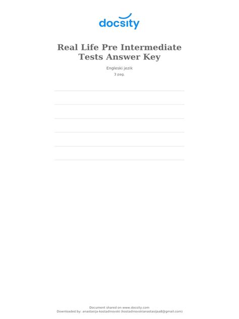 real life pre intermediate answer key