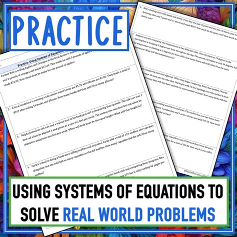 real world systems of equations index cards