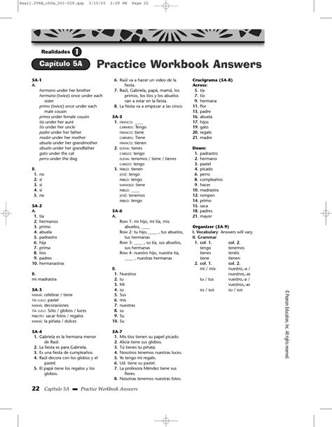 Full Download Realidades 2 Workbook Answer Key 5A 