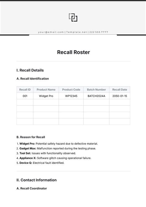 recall roster example