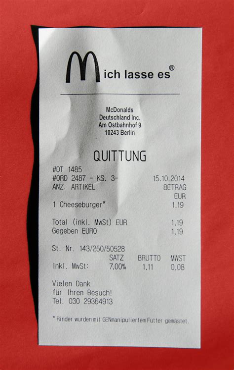 Receipt Auf Deutsch