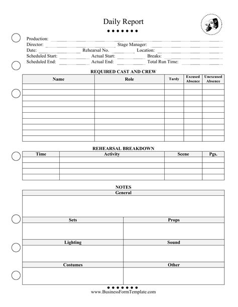 Receptionist Daily Report Format
