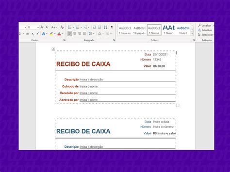 Recibo Em Word