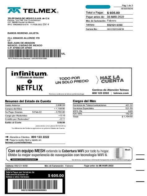 Recibo Telmex Pdf