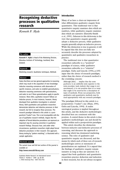 Recognising Deductive Processes In Qualitative Research