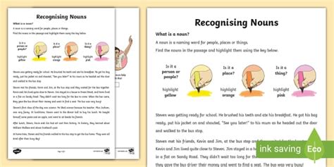 Recognising Nouns Activity Sheet Teacher Made Twinkl Identify The Noun Worksheet - Identify The Noun Worksheet