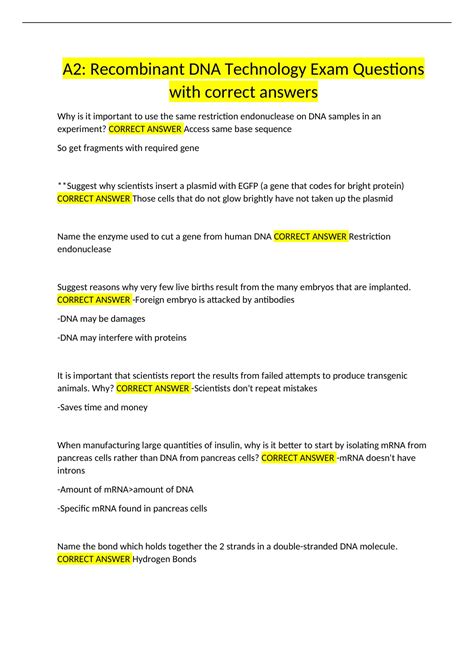 recombinant dna webquest answers