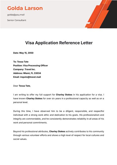 Recommendation Letter For Visa Application From Employer