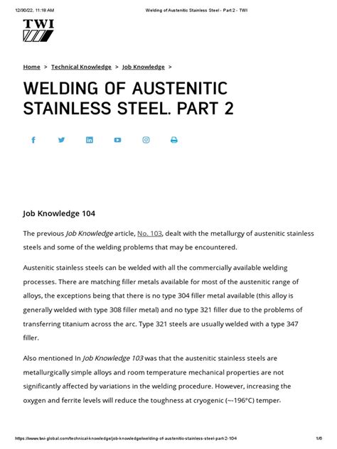 Download Recommended Practices For Welding Austenitic Chromium 