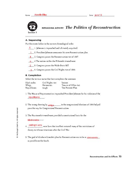 reconstruction and its effects mcdougal
