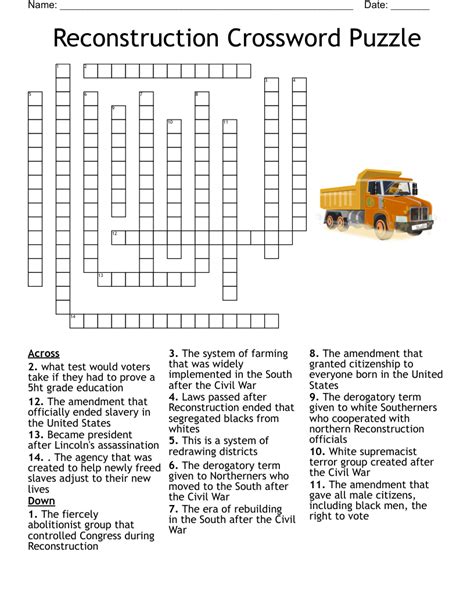 reconstruction crossword puzzle