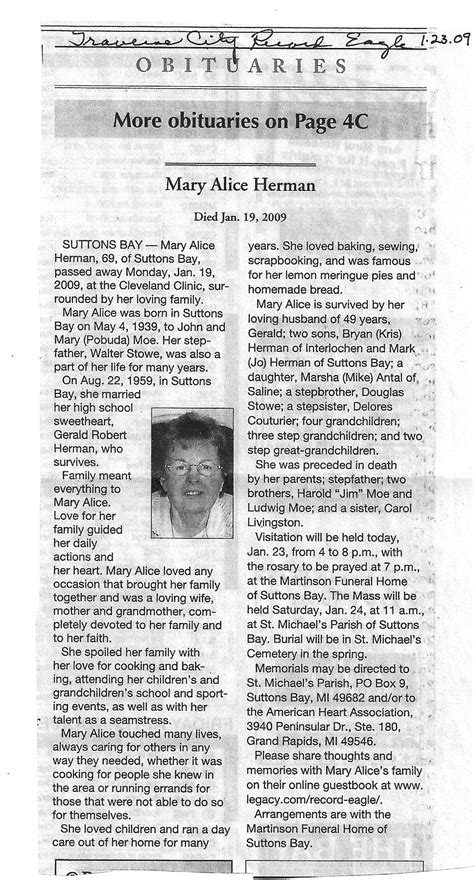 Record Eagle Obit