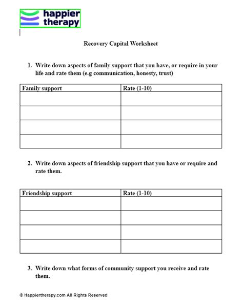 Recovery Capital Worksheet Happiertherapy Social Capital Worksheet - Social Capital Worksheet
