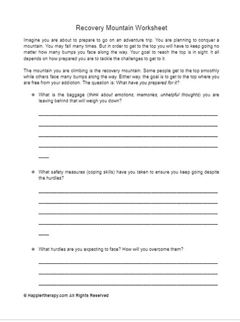 Recovery Mountain Worksheet Happiertherapy The Last Mountain Worksheet - The Last Mountain Worksheet