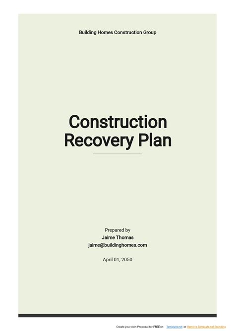 Read Online Recovery Plan Template Construction Project Fzqcxjvy 