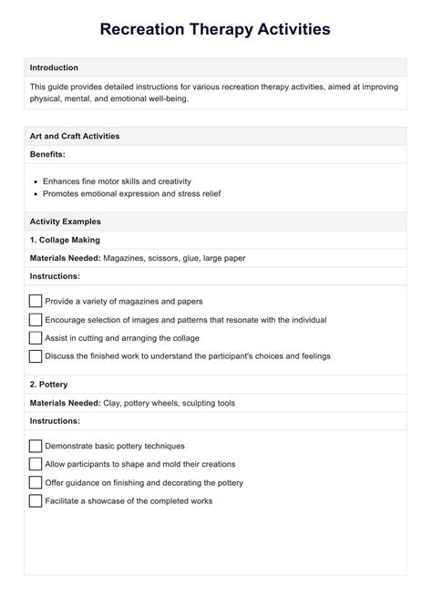 Recreation Program Planning Templates And Examples