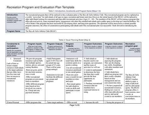 Read Recreation Program Planning Templates And Examples 