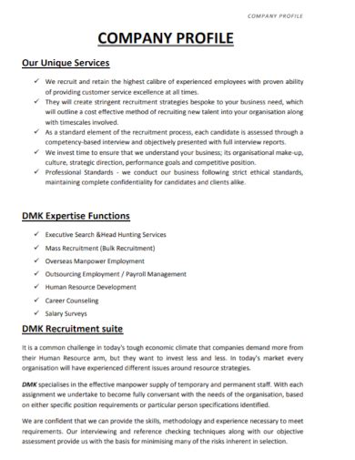 recruitment agency profile pdf