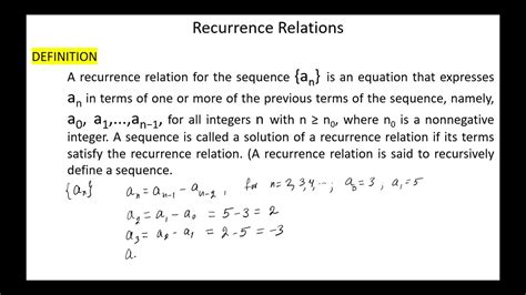 Recurrence Relation In Discrete Mathematics