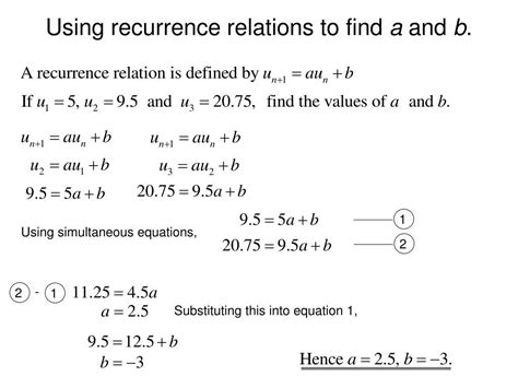 Recurrence Relations Equations Slides