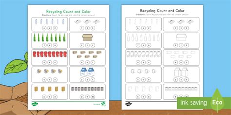 Recycling Count And Color Activity Teacher Made Twinkl Kindergarten  Worksheet On Recycling - Kindergarten- Worksheet On Recycling