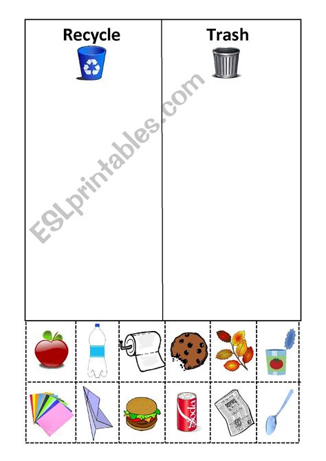 Recycling Sort Cut And Paste Activity For K Kindergarten  Worksheet On Recycling - Kindergarten- Worksheet On Recycling
