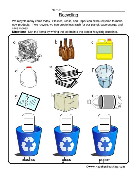 Recycling Worksheets For Kindergarten 99worksheets Kindergarten  Worksheet On Recycling - Kindergarten- Worksheet On Recycling