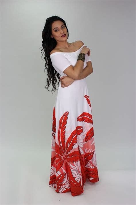 Red And White Hawaiian Print Dresses