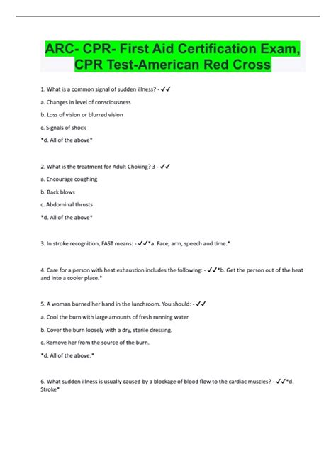 red cross cpr certification test answers