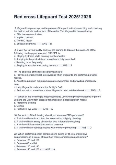 red cross lifeguard practice test bing