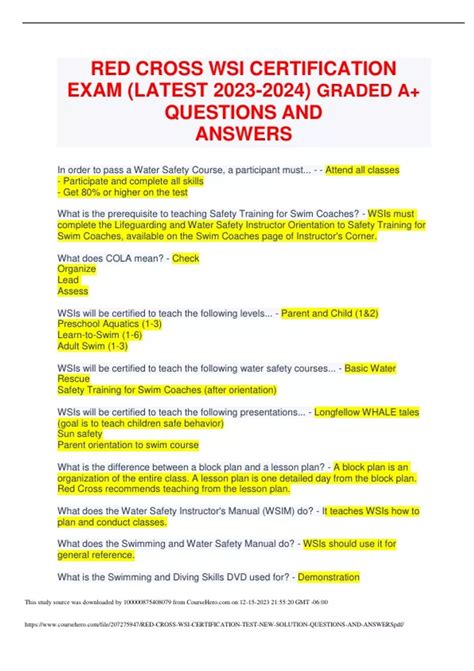 Red Cross Wsi Practice Test