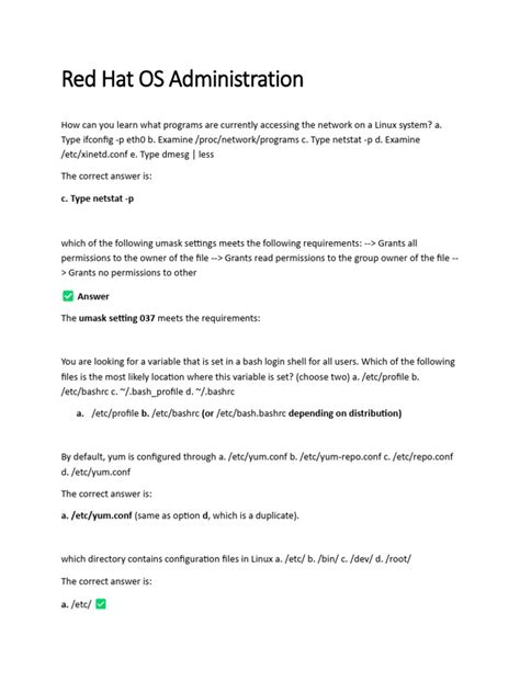 Red Hat Linux Administration Guide Cheat Sheet