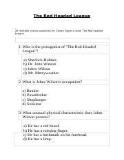 red headed league multiple choice test