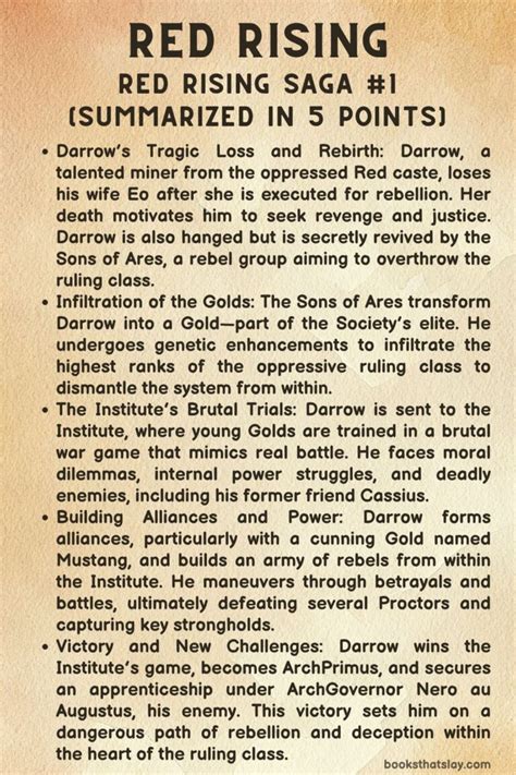 Red Rising Summary By Chapter
