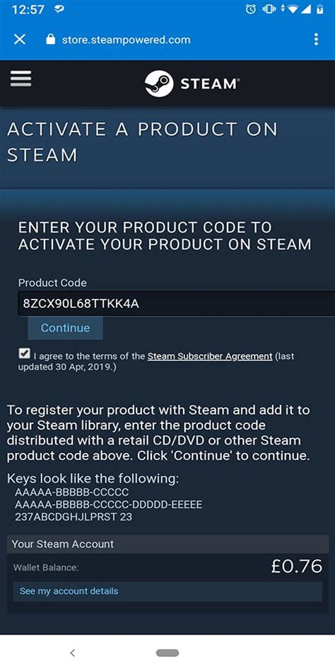 redeem code in steam app