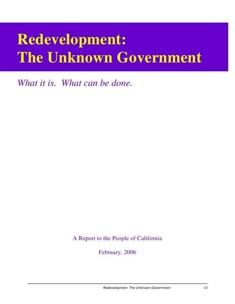 Read Online Redevelopment The Unknown Government 