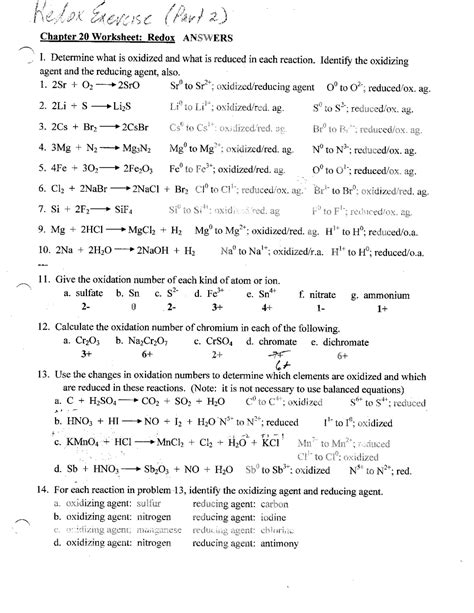 redox problems with answers