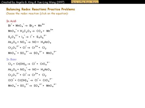 Redox Reaction Practice