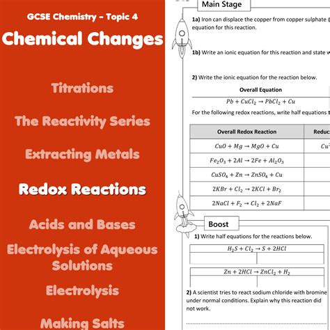 Redox Reactions Home Learning Worksheet Gcse Tes Redox Reactions Worksheet Answers - Redox Reactions Worksheet Answers