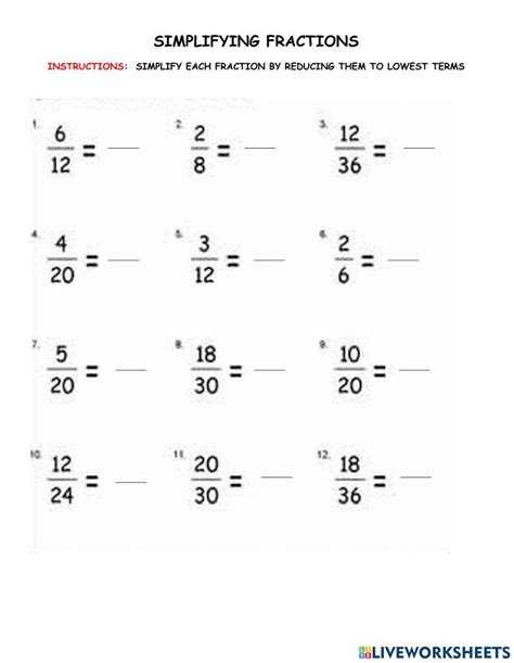 Reducing Fractions To Lowest Terms
