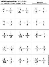 Reducing Fractions To Lowest Terms Enchantedlearning Com Lowest Terms Fractions Worksheet - Lowest Terms Fractions Worksheet