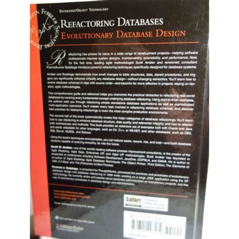 Refactoring Databases Evolutionary Database Design Addison Wesley Signature Series Fowler