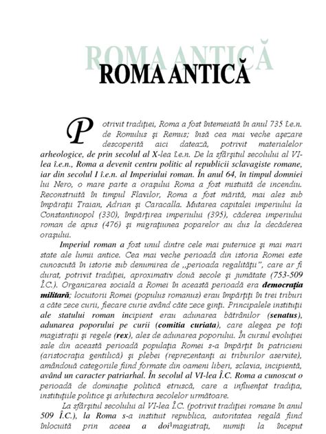 referat istorie roma antica