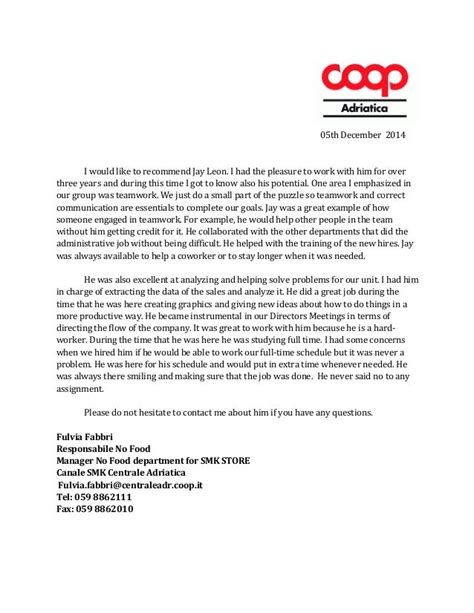 Reference Letter For Coop Board