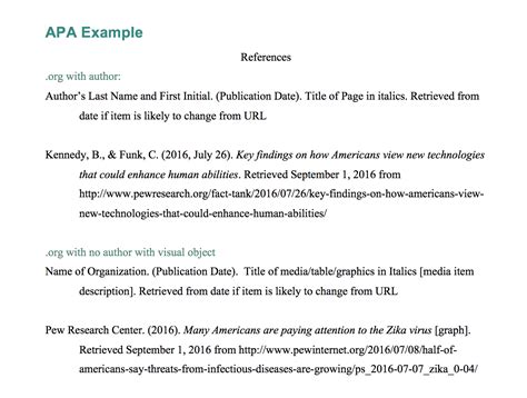 reference page for apa website with author and date