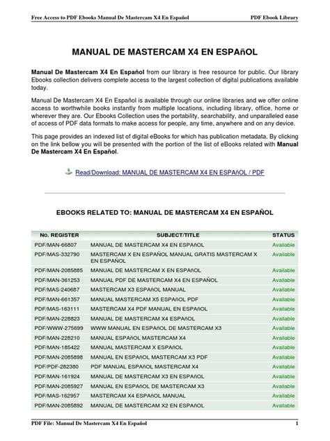 Full Download Reference Guide Mastercam X4 Manual Espaol 
