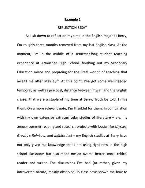 Reflection Paragraph Example
