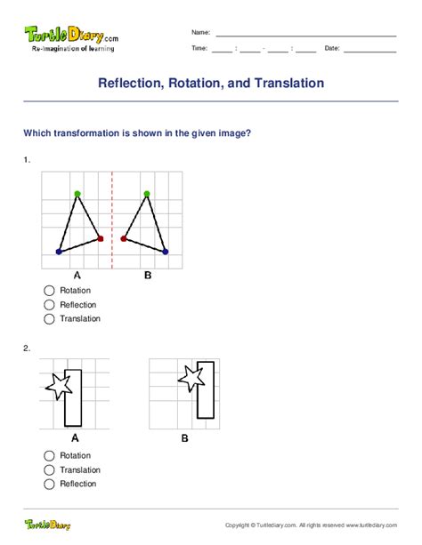 Reflection Rotation And Translation Turtle Diary Worksheet Reflections Translations Rotations Worksheet - Reflections Translations Rotations Worksheet