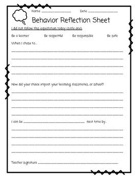 Reflection Sheets Pbis World Kindergarten Reflection Sheet - Kindergarten Reflection Sheet