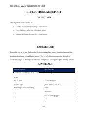 Full Download Reflection Lab Report 